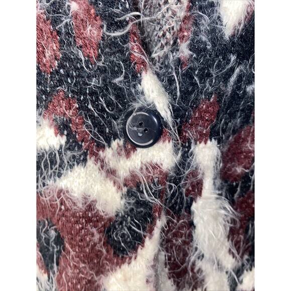 camo Leopard Animal Soft Sweater M Long Cardigan Oversize Buttons grandpa BP - Picture 3 of 10